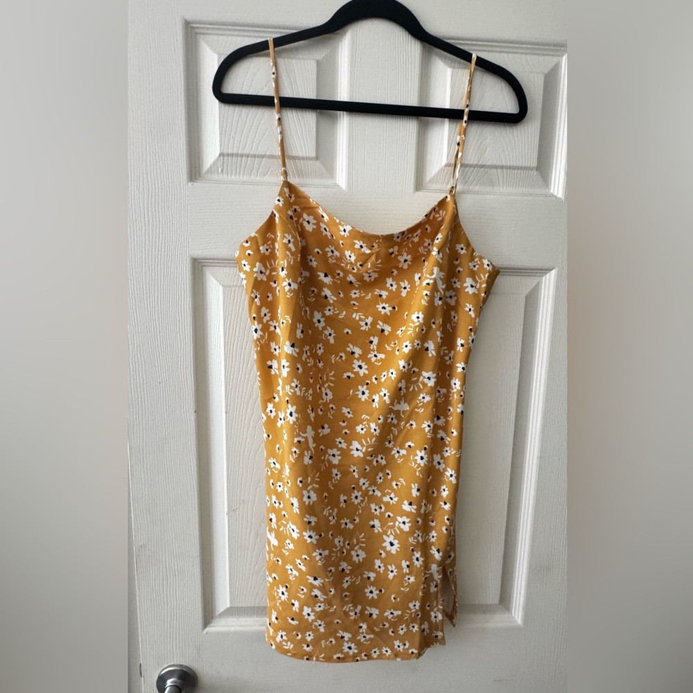 Princess Polly Yellow Floral Mini Satin Dress